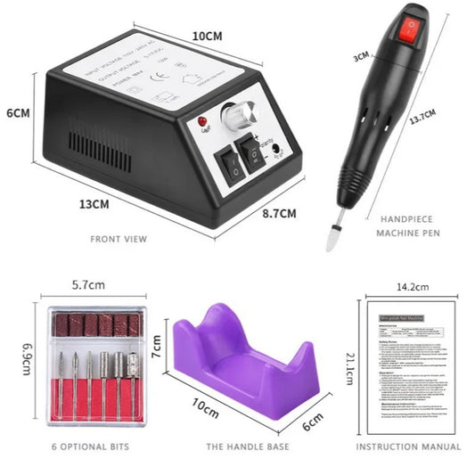 Support pan European shipping--Professional Electric Nail Drill Machine Set Nail Files Drill Bits Gel Polish Remover Portable Nail Polisher Equipment