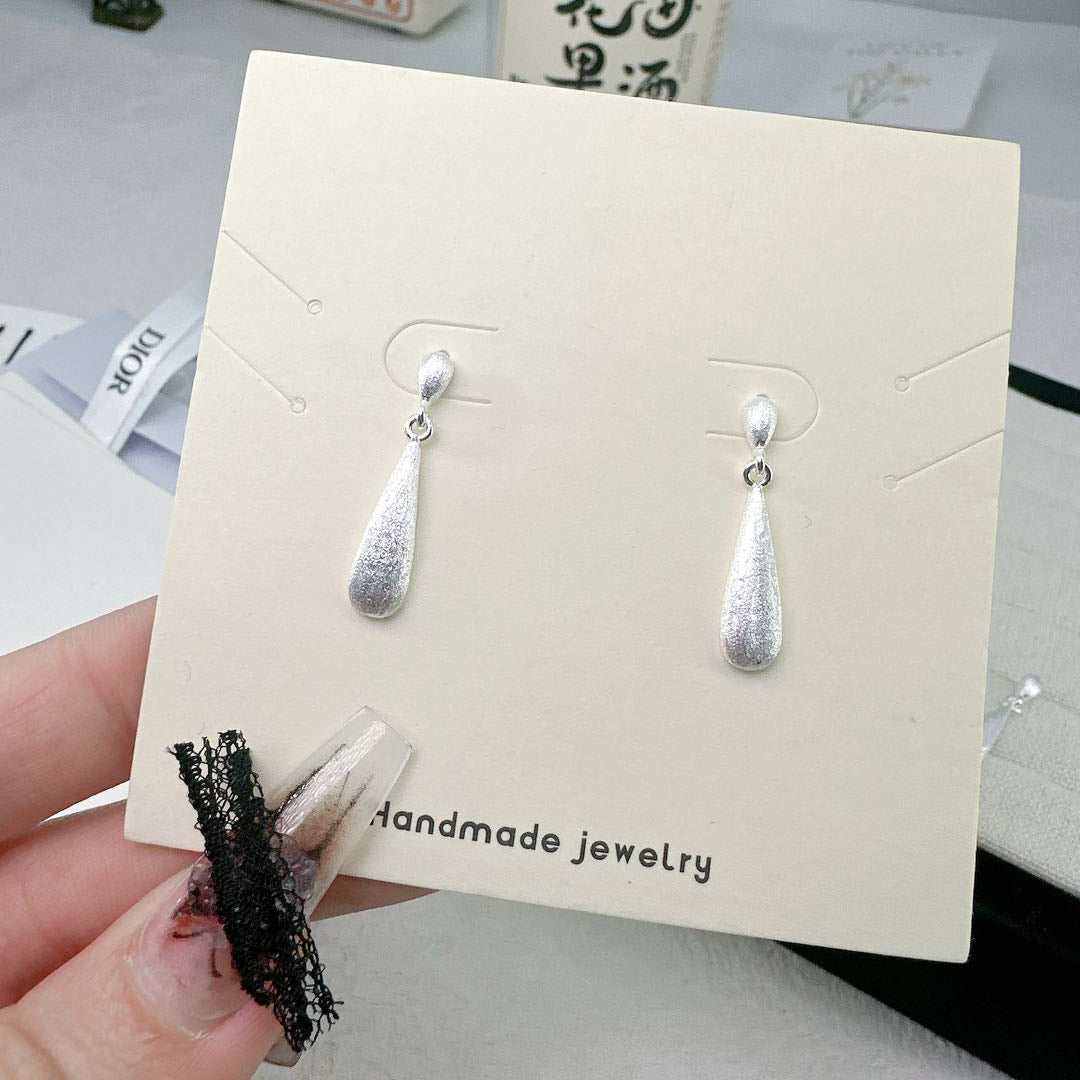 1 Pair 999 Sterling Silver Matte Teardrop Earrings, Minimalist & Cool Style, Perfect For Daily, Dating & Gifting, Ideal Valentine's Gift