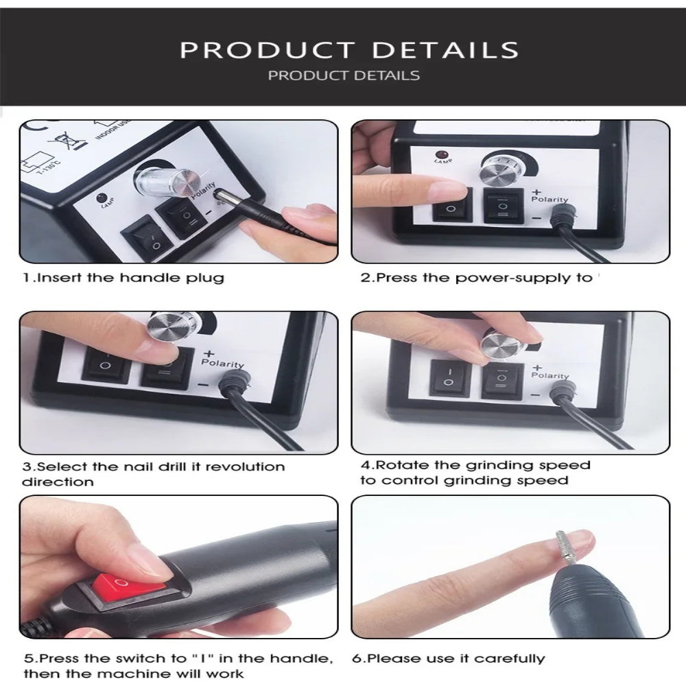 Support pan European shipping--Professional Electric Nail Drill Machine Set Nail Files Drill Bits Gel Polish Remover Portable Nail Polisher Equipment
