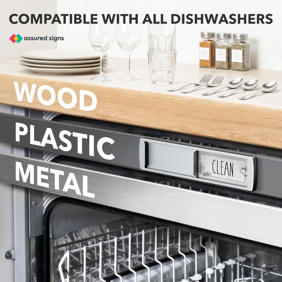 Premium Dishwasher Clean Dirty Magnet Sign - Smooth Sliding Indicator For Kitchen Organization