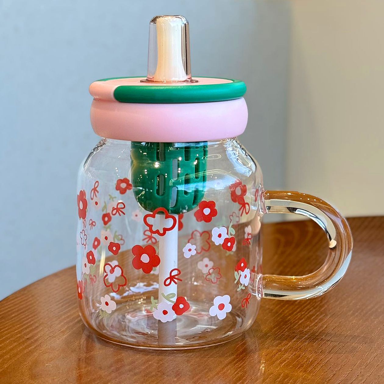 Straw Glass Cup High Temperature Resistant Borosilicate Tea Water Separation Cup