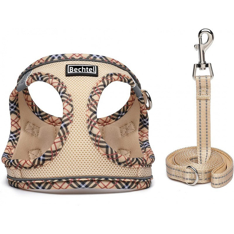 Pet Harness Vest Style Leash - Adjustable Breathable Dog Cat Harness with D-Ring for Walking Training