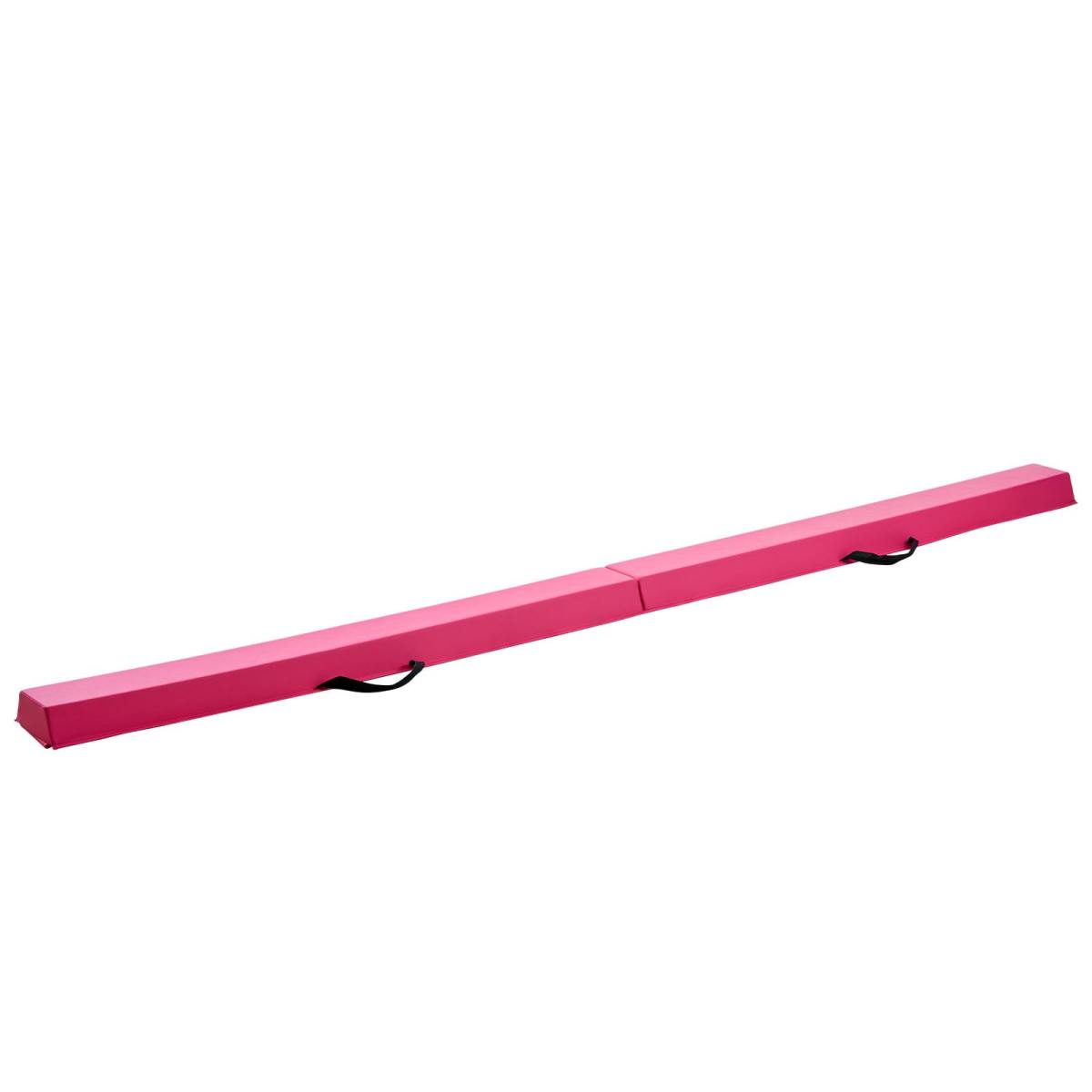 8FT Folding Balance Beam For Kids, 200LBS Stable Support Gymnastics Floor Beam With Non-Slip Mats, Gymnastics Training Equipment With Anti-Slip Bottom And Carrying Bag For Home Gym, Pink