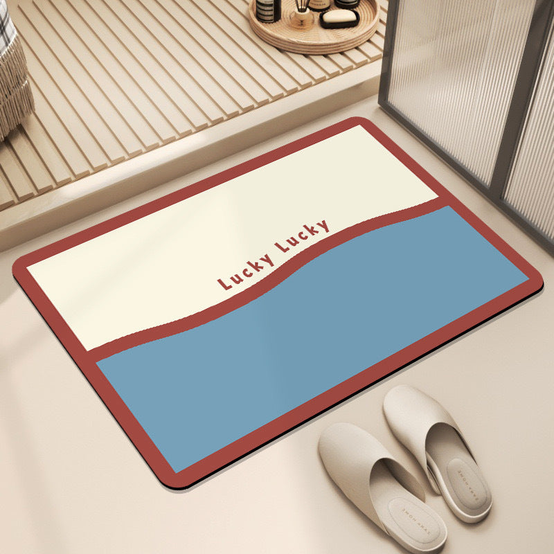 Modern Minimalist Color-block Diatomaceous Earth Bath Mat