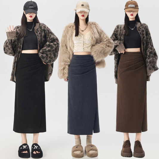 High-waisted Vintage Corduroy Skirt Womens New Fallwinter Style