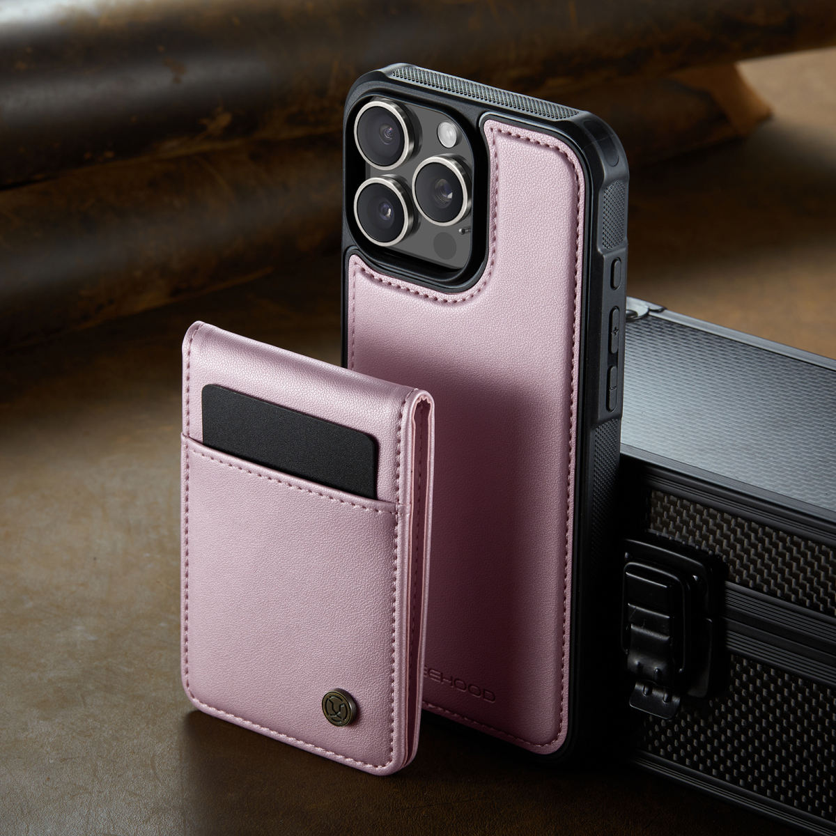 Wireless-charging Magnetic Detachable Phone Case With Anti-theft Card Holder