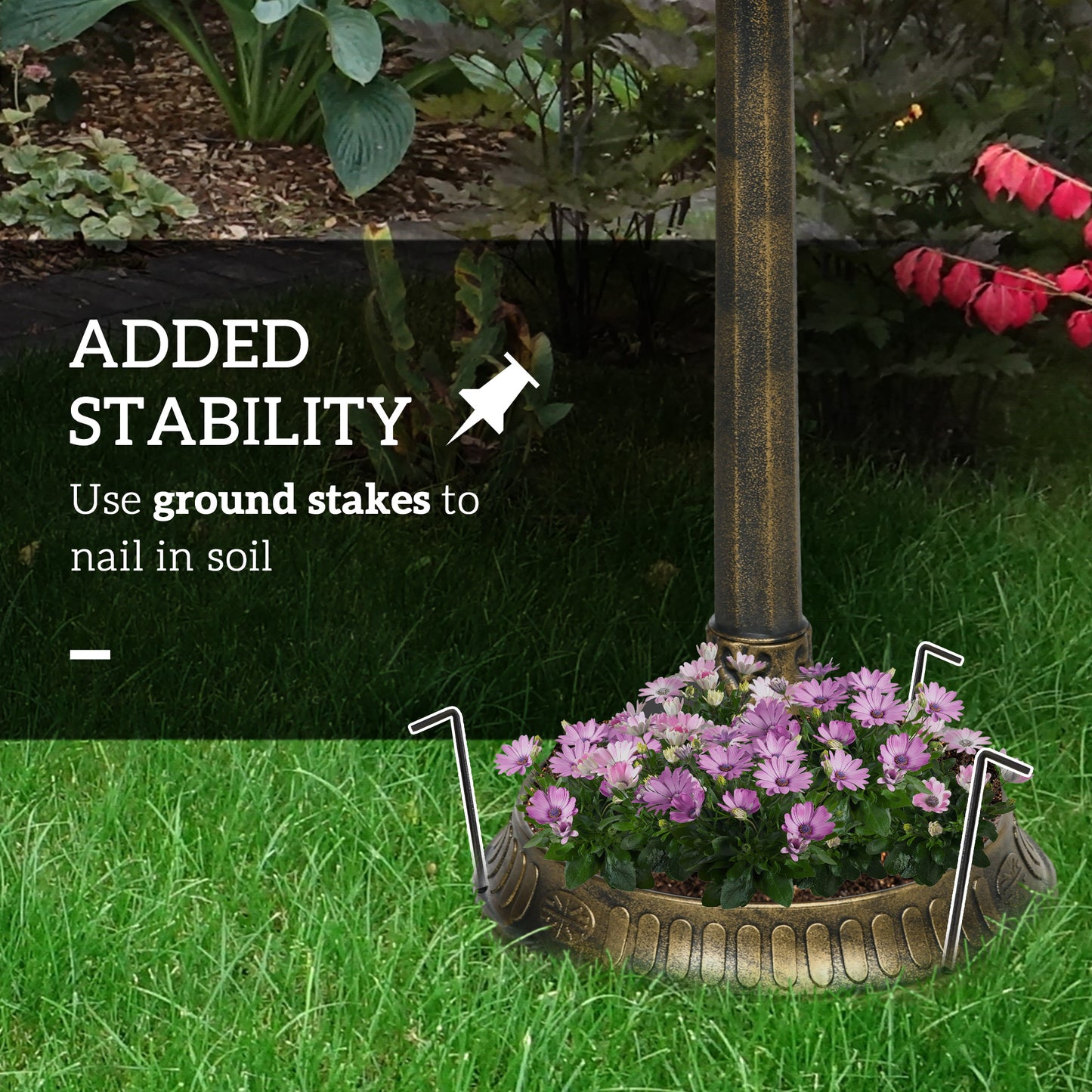32" Antique Bird Bath Decorative Birdbath Bird Feeder Bowl with Planter Pedestal and Bird Statues, Bronze