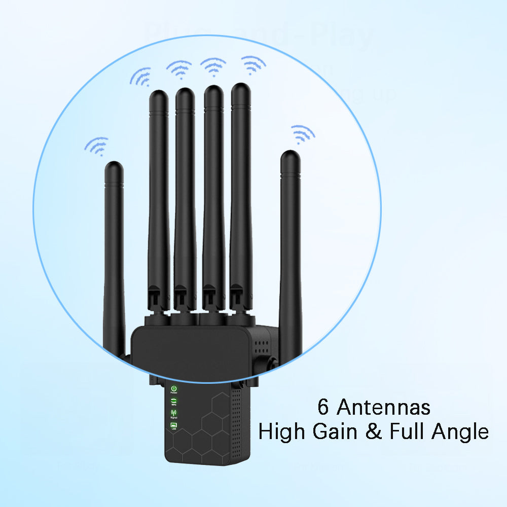 300Mbps WiFi Repeater, 2.4GHz Or 5GHz&2.4GHz, 6 Antenna Wireless Amplifier, AP Modes And Repeater Mode Extender Booster, WiFi5, White,  For Home And Office, Christmas Gifts