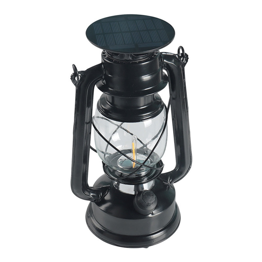 Solar-powered Glass Kerosene Lamp Outdoor Waterproof Camping Light