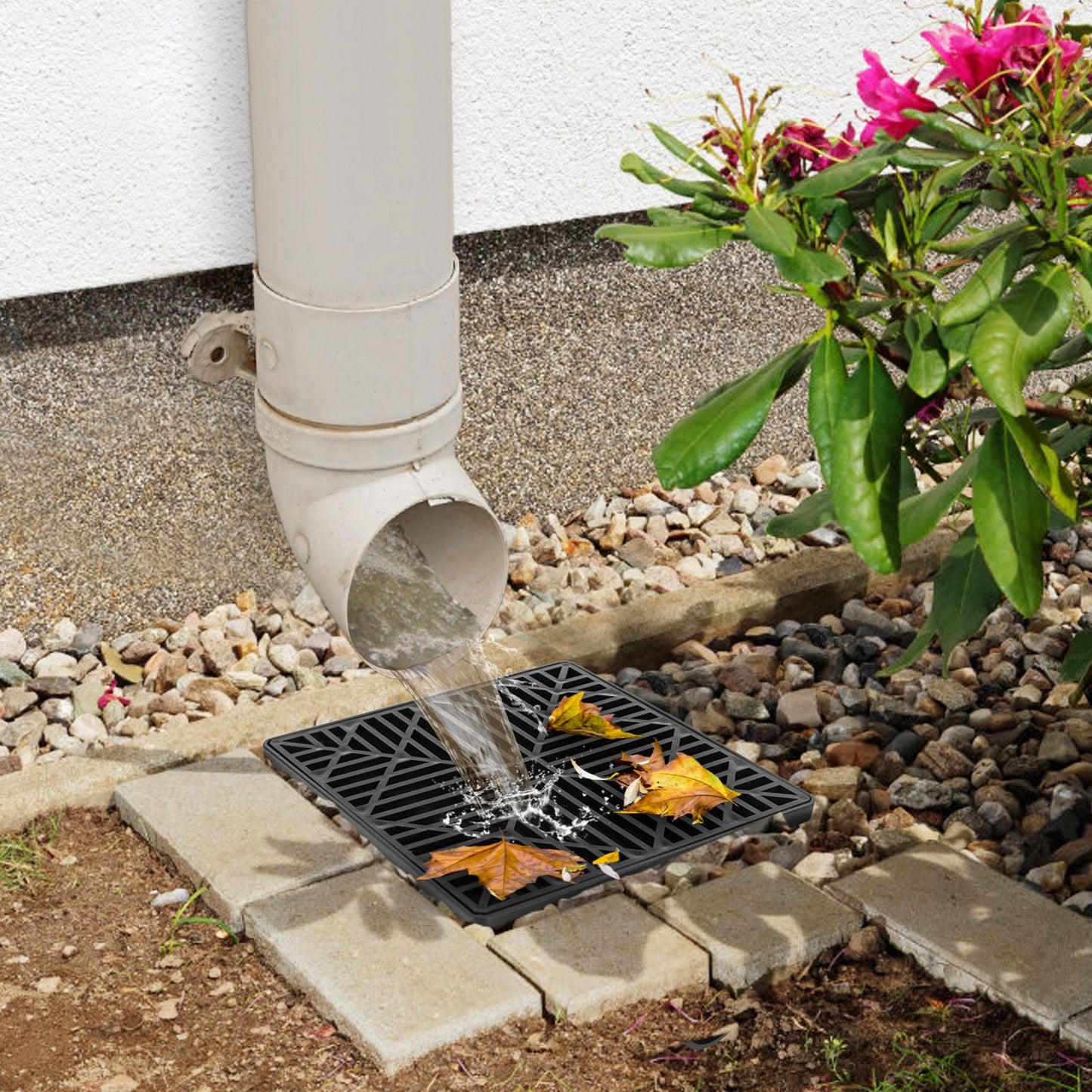 2Pcs Gutter Downspout Extension For Spring Summer Home Innovation Low Profile No Deep Digging Catch Basin Downspout Extender With 4.9FT Flexible Extendable Hose For House Foundation Protection