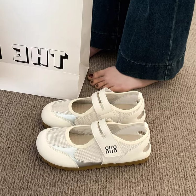 2026 New Summer Flat Academy Style Casual Shoes, Hook & Loop Korean Low Cut Outdoor Girls Flats