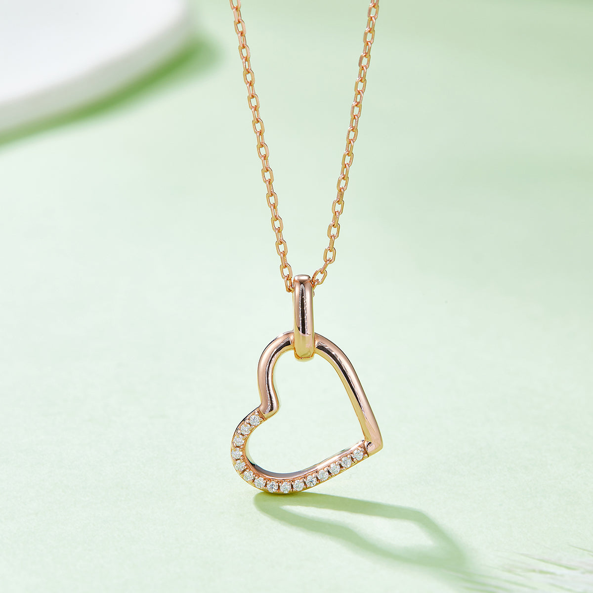 3.4g S925 Sterling Silver 15 Stones Moissanite Heart Necklace 45cm  Half Pave Asymmetric Pendant With GRA Certificate, Platinum Plated Romantic Jewelry Gift Box Set For Women