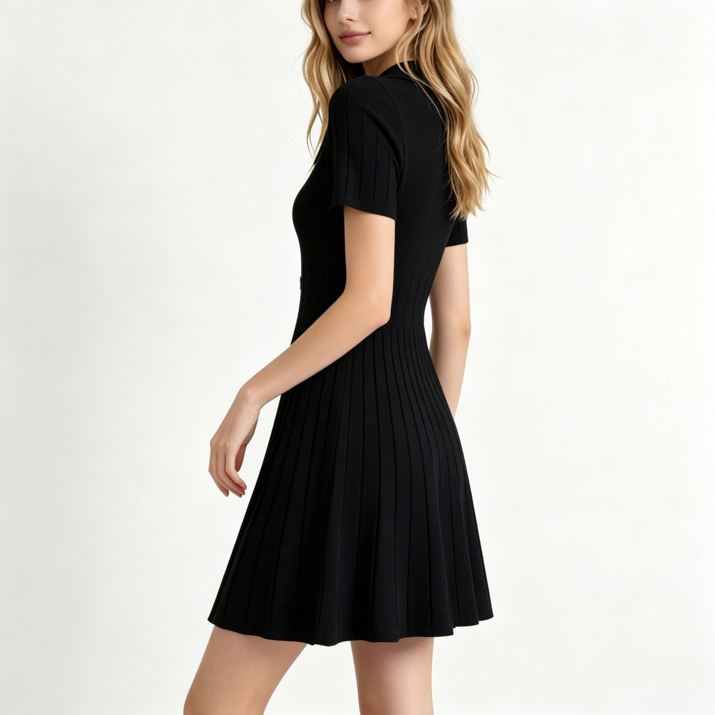 New Womens Polo-neck Knitted Dress