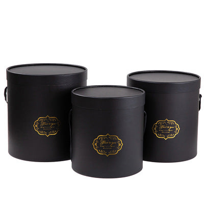 Flower Shadow Handheld Bucket-packaged Bouquet In A Round Gift Box