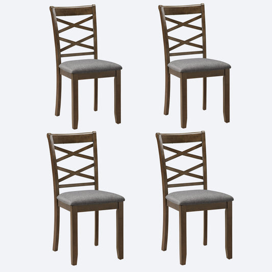 Dining Chairs Only, Wooden Dining Chairs Set of 4, Kitchen Chair with Padded Seat, Upholstered Side Chair for Dining Room, Living Room, Walnut