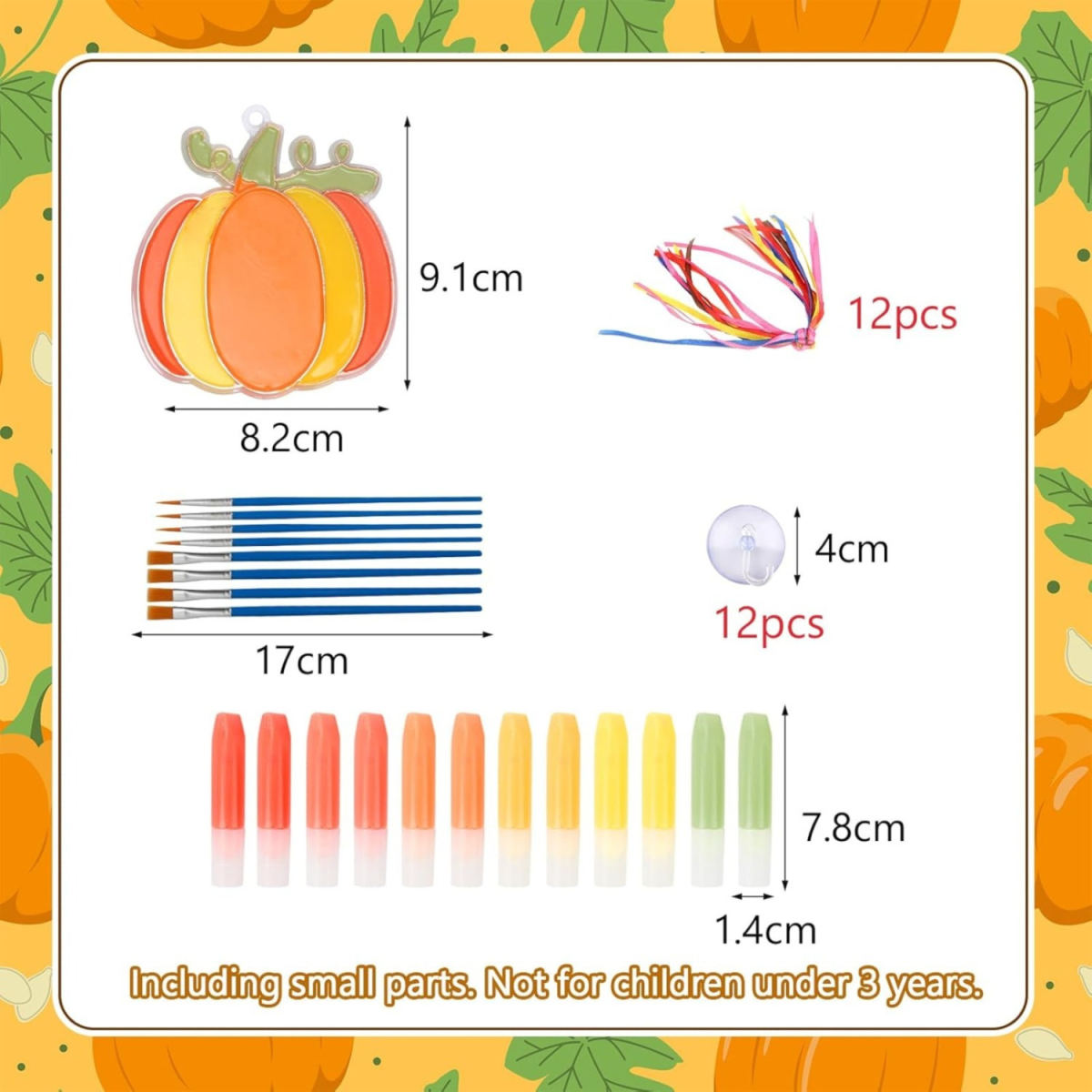 Fall Craft Kit With 8 Brushes & 12 Pumpkin Painting Plates – Creative Painting Set For Fall Decor Without Baking – Fall Crafts For Home Decor – Craft Supplies