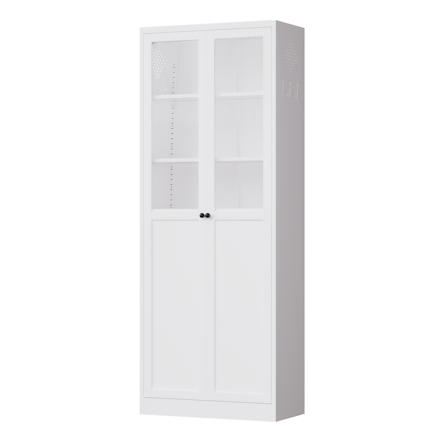 72  Metal Kitchen Pantry Cabinet With Doors & Shelves, Tall Heavy-Duty Adjustable Storage Organizer, Tool-Free Assembly Freestanding Cabinet For Living Room, Bathroom, White