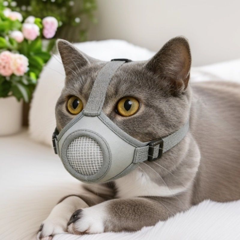 Pet Cat And Dog Muzzle Adjustable Bite Proof And Bark Control Breathable