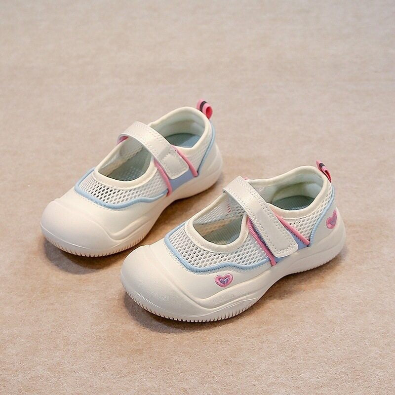 2026 Spring & Summer New Girls Single Mesh Breathable Sandals, Korean Style Toddler Canvas Shoes Versatile Casual Sneakers