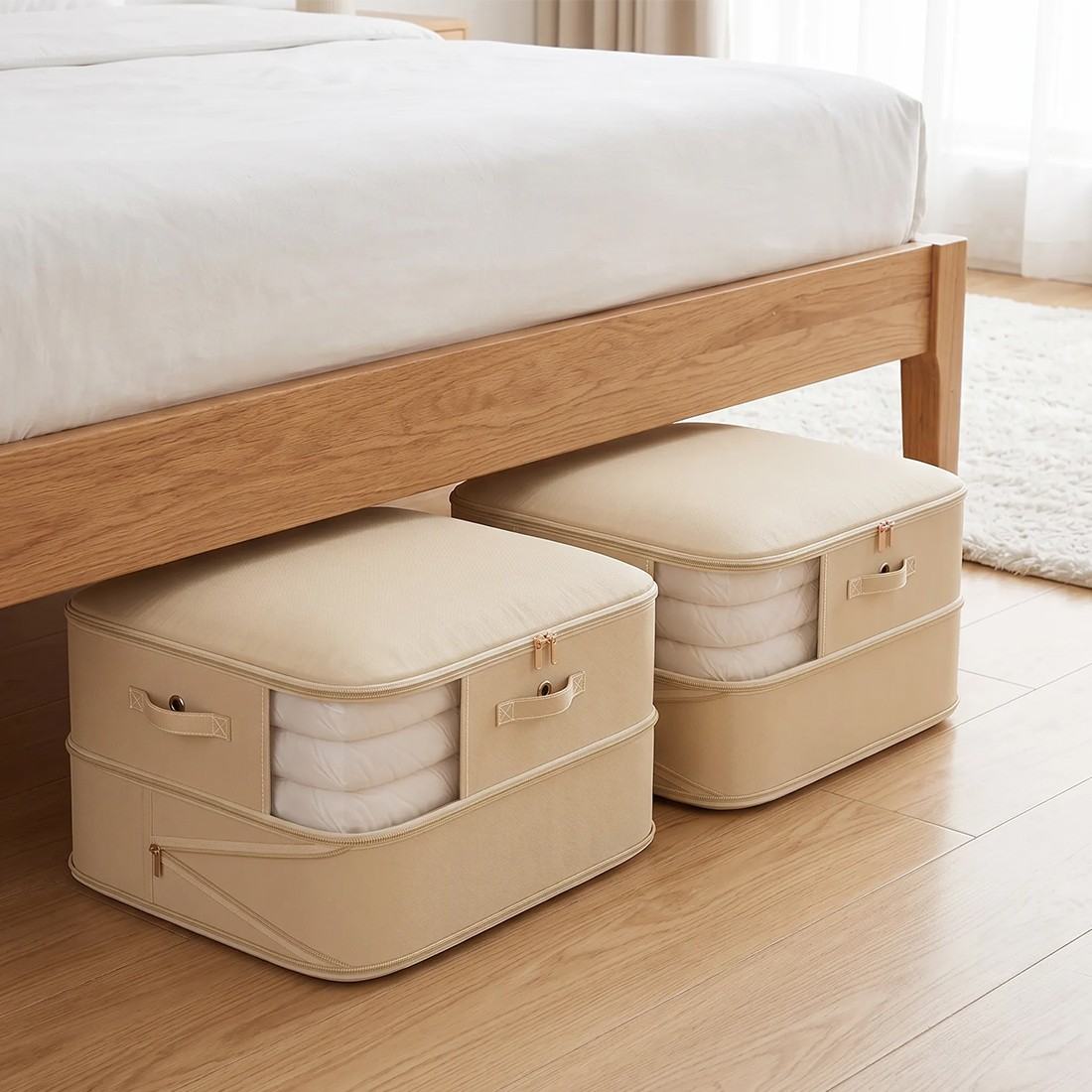 4x Clothes Storage Bags With Zips Bedroom Large Collapsible Storage Box Bedding