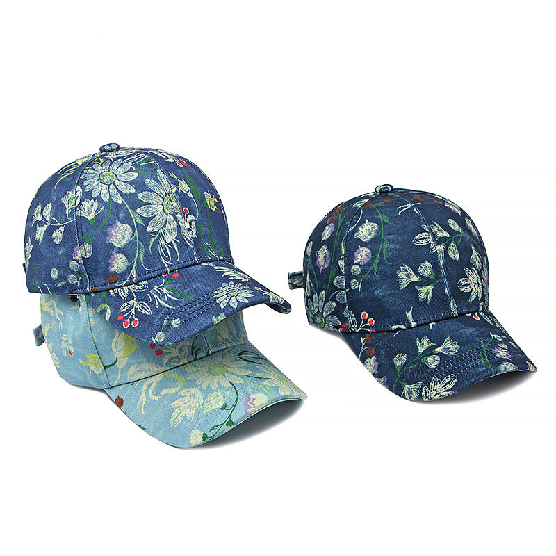 Spring And Summer Women's Floral Print Baseball Cap, A Comfortable And Casual Rural-style Sun Hat For Outdoor Outings And Daily Wear.