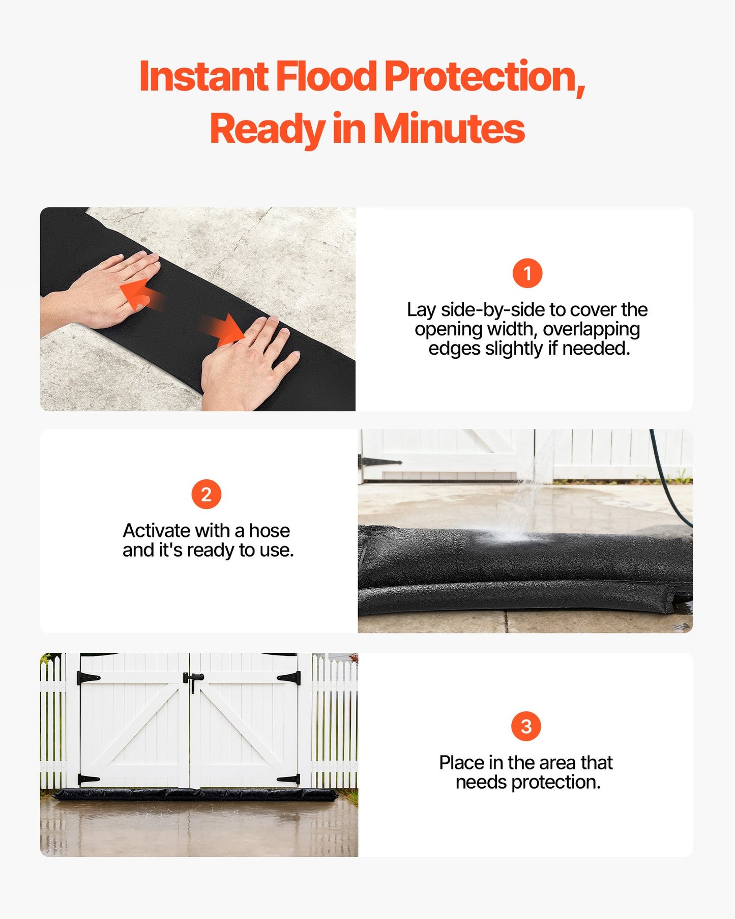 Flood Barrier, 4 Pack, 1530 X 210 Mm Flood Bags Activated By Water, Water Absorbent Barrier, Sandless Sandbags Blockage, Flooding Prevention Bags For Home, Doorway, Basement, Garage