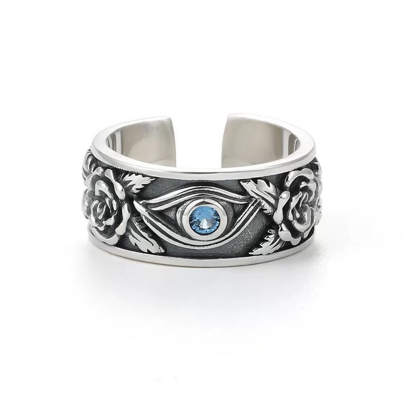 1pcs 925 Sterling Silver Retro Horus Eye Statement Ring, Mystical Boho Style, Ideal For Birthdays & Spiritual Gifts