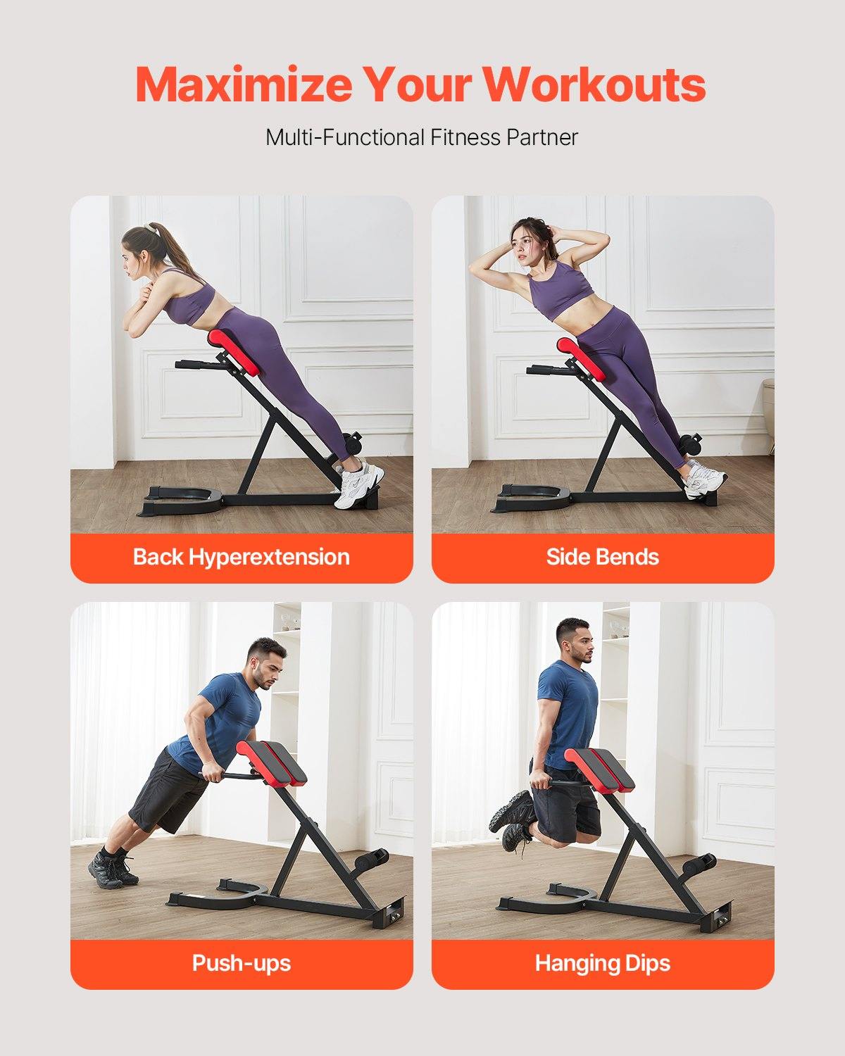 Römischer Stuhl Hyperextensionsbank 136 Kg Belastbare Verstellbare Extensionsmaschine, Multifunktions-Trainingsgerät Für Bauchmuskeltraining, Fitness-Hantelbank Für Das Heim-Fitnessstudio