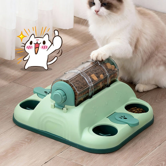 Pet Toy Food-dispensing Cat Slow Feeder Rolling Bowl