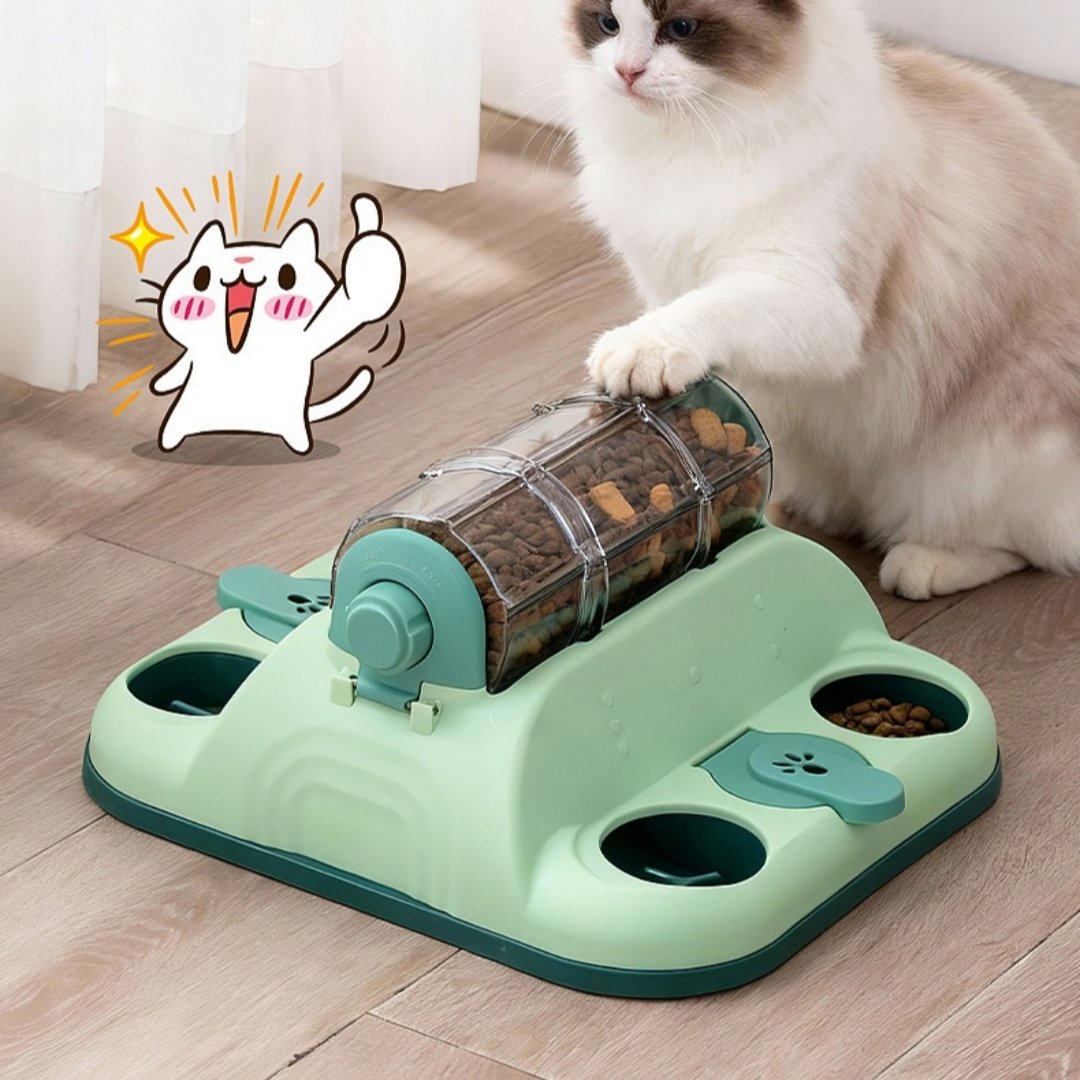 Pet Toy Food-dispensing Cat Slow Feeder Rolling Bowl