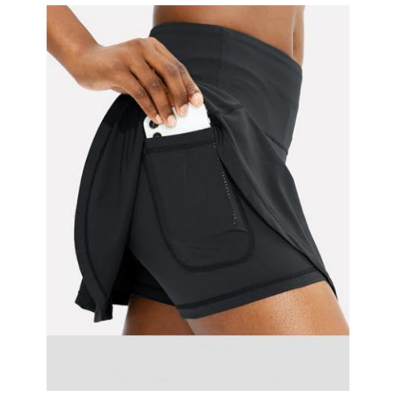 Amazon Summer New Women's Pleated Tennis Skirt Back Belt Pocket High Waist Outdoor Sports Golf Skirt