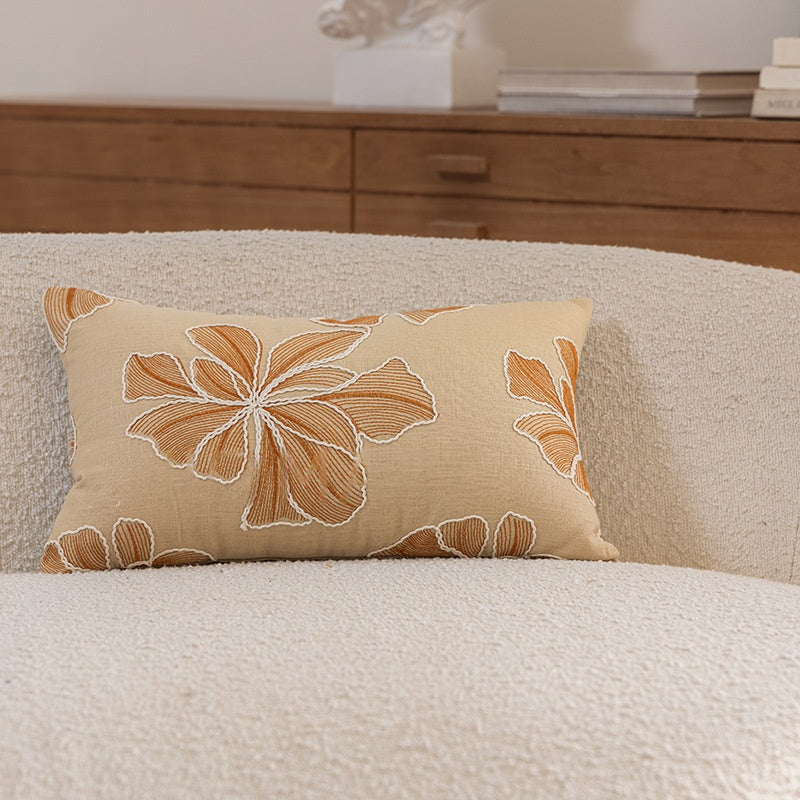Floral Embroidered Plant Home Living Room Decorative Sofa Throw Pillow