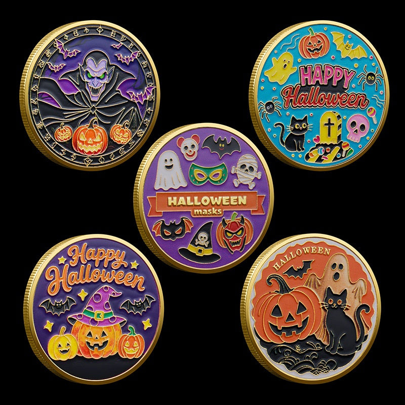 Cute Pumpkin Ghost And Skull Pattern Holiday Event Gift Coin