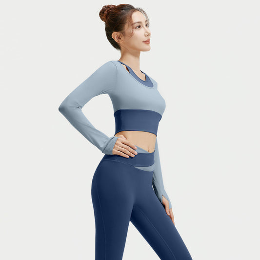 Bra-free Bare-feel Faux Two-piece Yoga Outfit Set