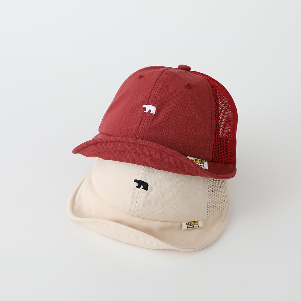 New Children's Mesh Simple Bear Embroidered Baseball Cap - Cute And Fresh Style Baby Breathable Sun Hat