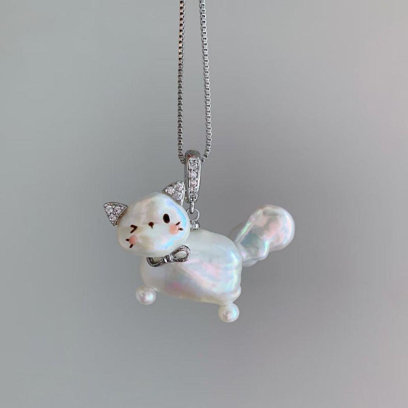 Pet Pearl Cat Pendant Necklace
