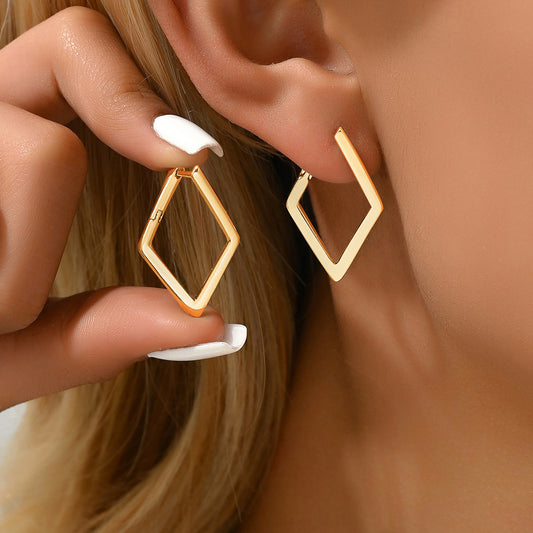 Hot Selling Cross-Border Korean Style Earrings For Women, Minimalist Geometric Quadrilateral Stud Earrings, Niche Elegant Daily Ear Jewelry