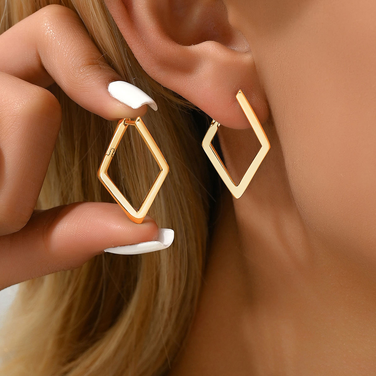 Hot Selling Cross-Border Korean Style Earrings For Women, Minimalist Geometric Quadrilateral Stud Earrings, Niche Elegant Daily Ear Jewelry