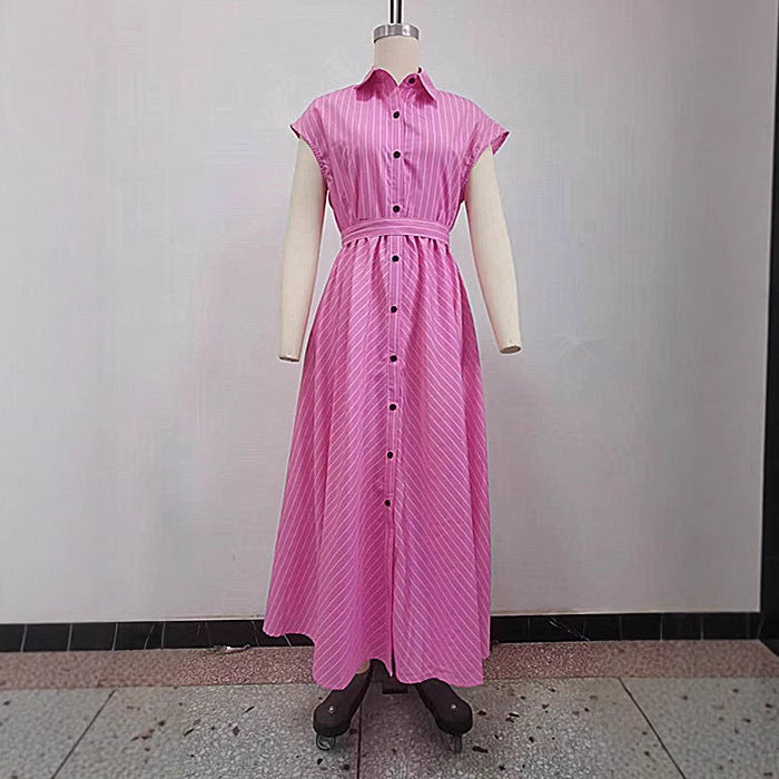 Retro Womens Fashion Striped Short-sleeve Dress