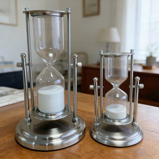 Glass Hourglass Drip Timer With A Rotating Crown Ornament As A Gift