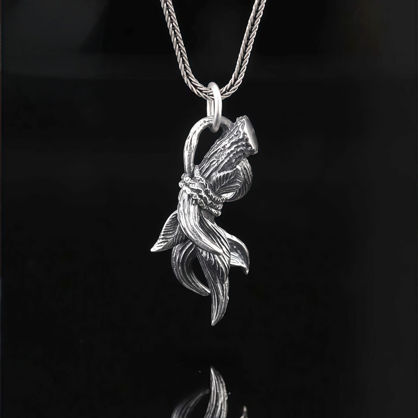 Antique Twisted Rope Wrap Wing Branch Pendant Necklace For Men Women, Copper Plated Silver Vintage Textured Gothic Nature Biker Street Jewelry Gift