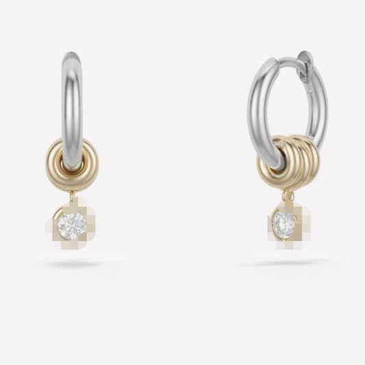 Best-selling Minimalist 18k Gold Stainless Steel White Zircon Earrings