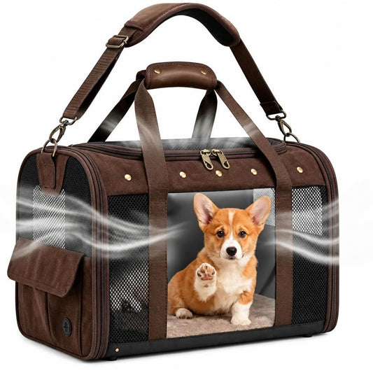 Pet Carrier For Small Medium Cats Dogs Puppies Up To 20lbs, Soft Sided Collapsible Cat Dog Carrier, Stable Durable Vintage Style Travel Bag For Shopping, Street Photos, Pet Cafe