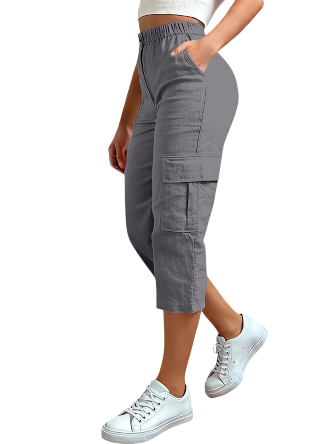 Loose-fit Casual Pants With Multiple Pockets Cross-border Fashion Cropped Trousers