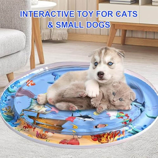 Cat Water Mat Upgraded 0.5mm Thickened Cat Sensory Water Palymat, Anti-Scratch Design Pet Water Mat For Bored Indoor Cats, Cat Interactive Toys With Inflator