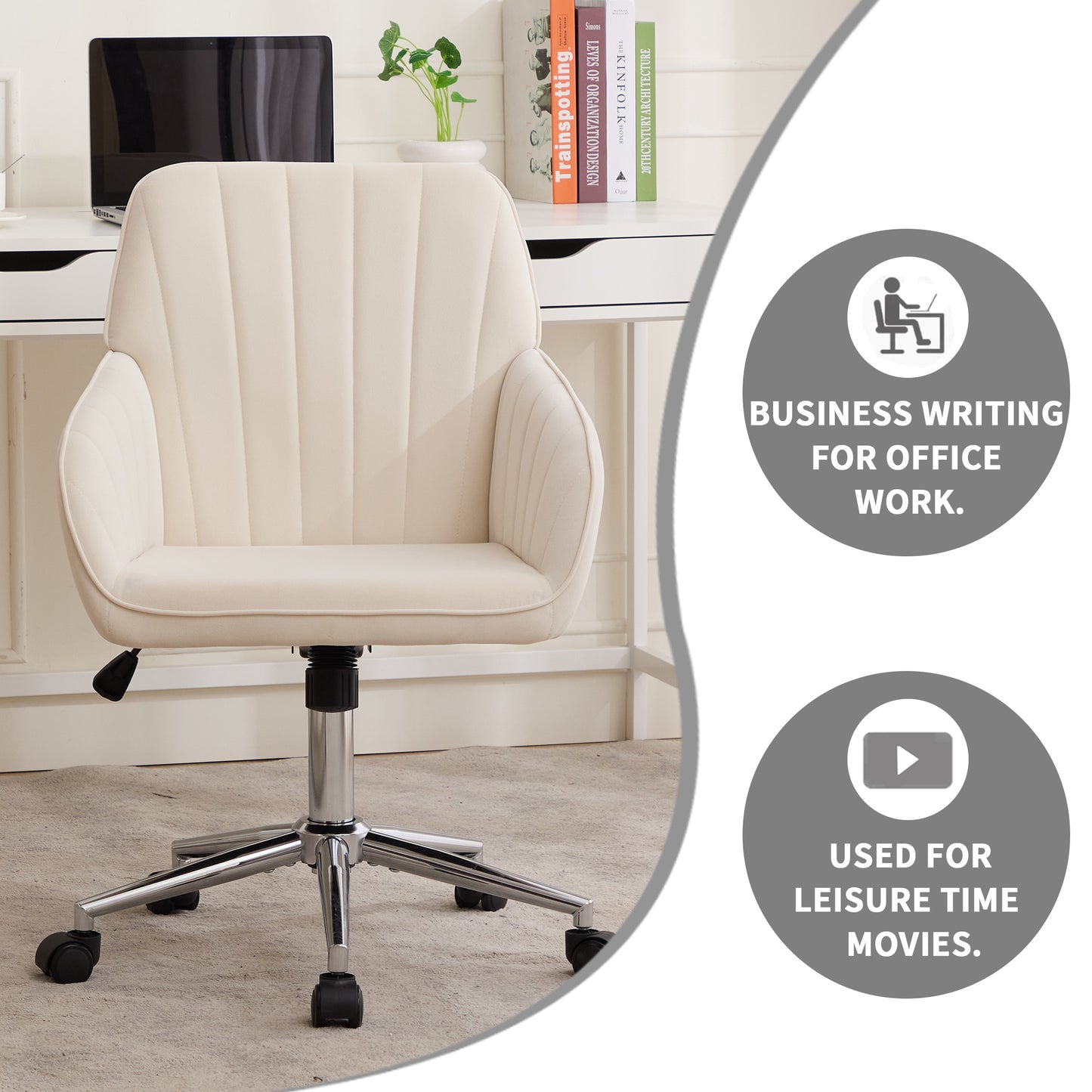 TY Adjustable Office Chair, Home Bedroom, Ergonomic Swivel Chair, Backrest Seat, Comfortable For Long Sitting