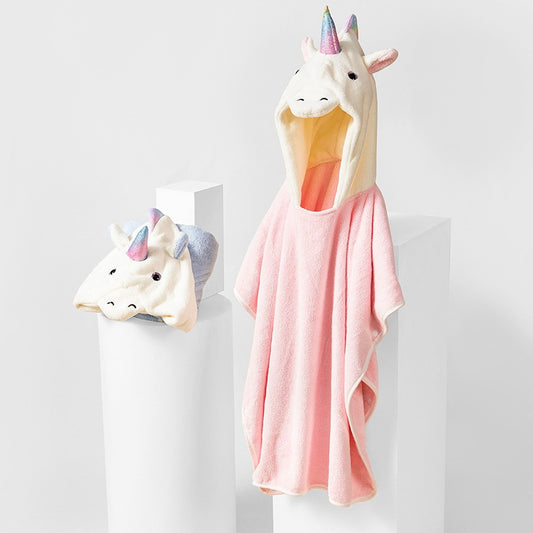 Cartoon Bathrobe Coral Fleece Absorbent Childrens Bath Towel