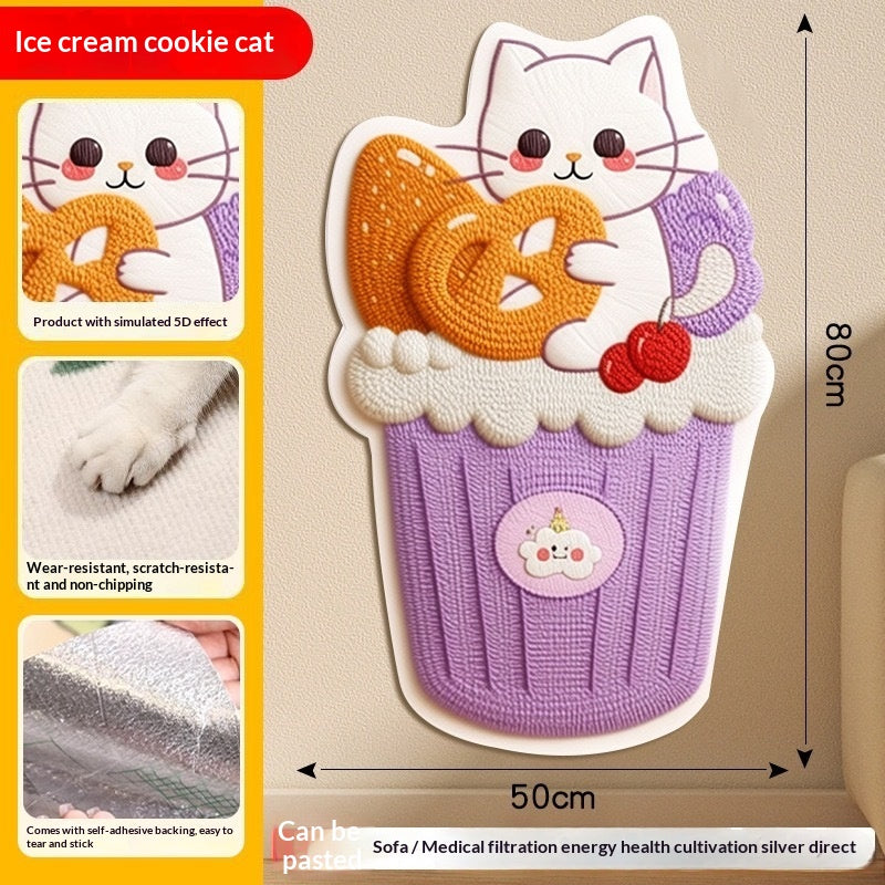 Best-selling Cartoon 5D Cat-scratch Wall Sticker