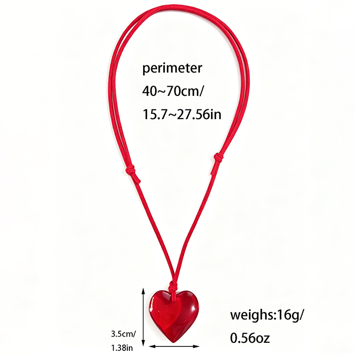 Y2K Puffy Glass Heart Pendant Necklace - Large Murano Style Heart Charm On Adjustable Cord - Cute Chunky Romantic Jewelry Gift For Women