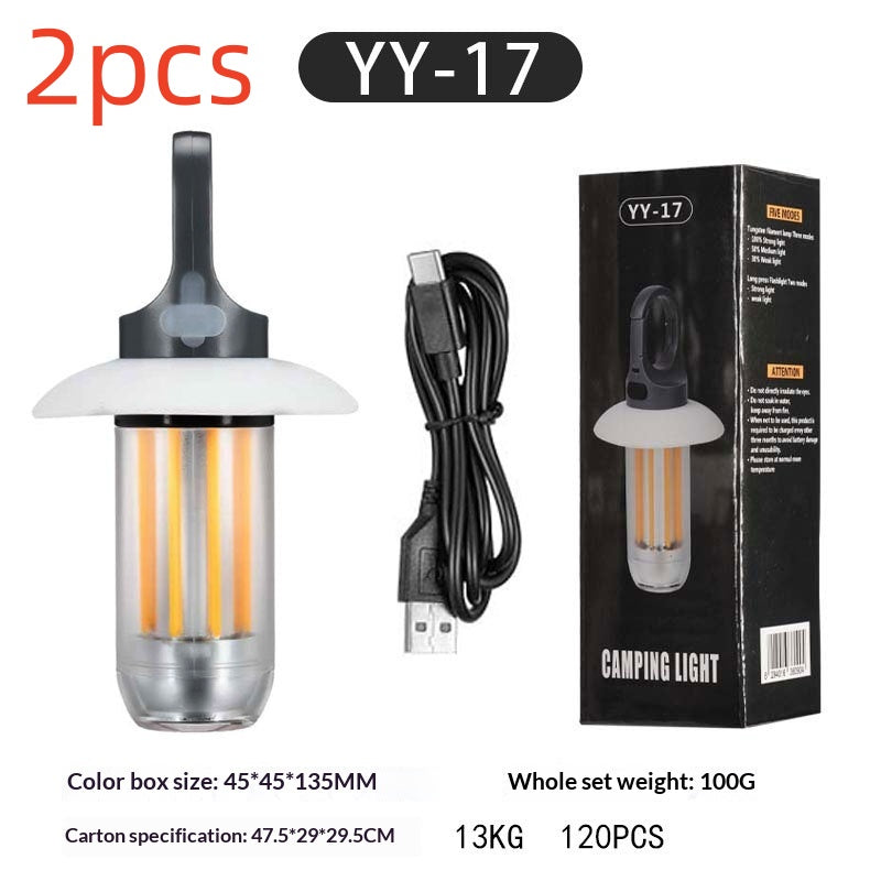 Dual-Source Camping Light With Outdoor Multi-Function Hanging Hook
